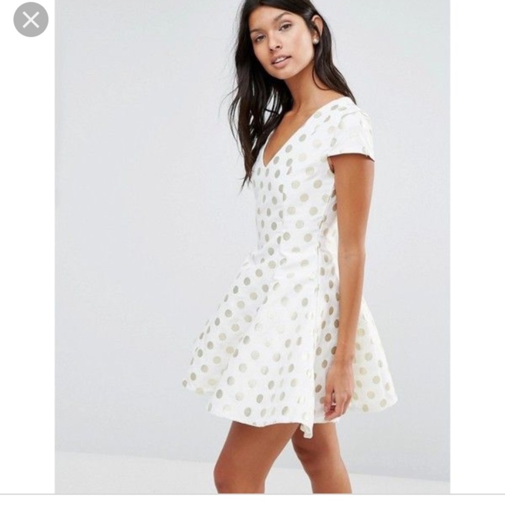 Gold Polka Dot Skater Dress - S